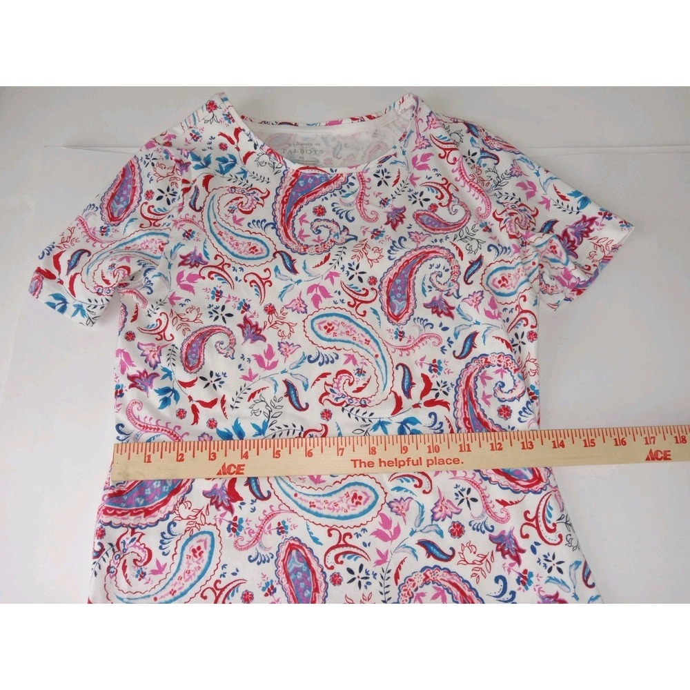 Lot 2 Talbots Shirt Womens XS Short Sleeve Pullover Floral Paisley Muiticolor - Picture 6 of 16